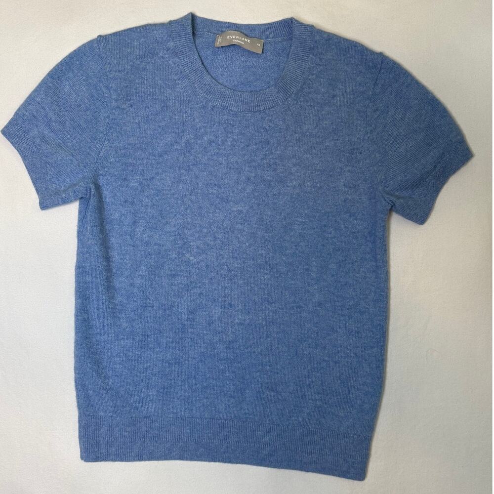 Everlane Cashmere Short Sleeve Crewneck Sweater Blue XS